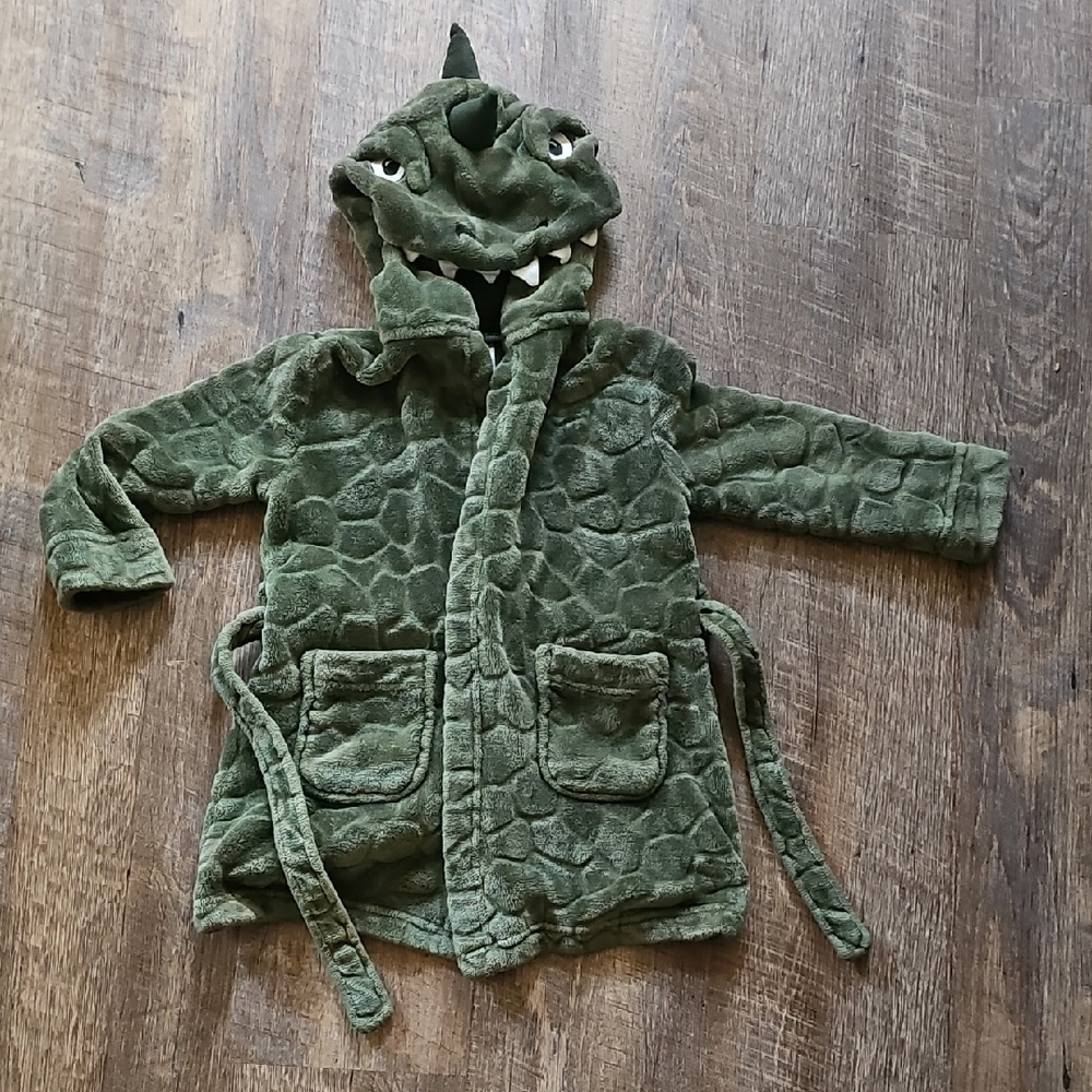 Kids Green Dinosaur Hooded Robe